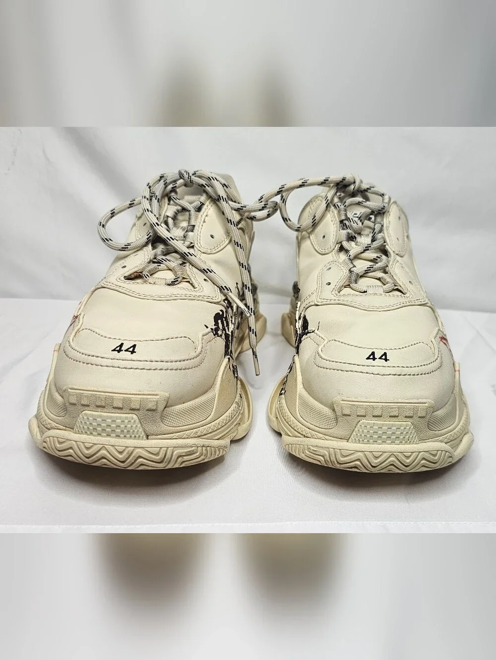 Balenciaga Triple S Graffiti Sneakers Beige Cream Men’s 44 US 11 DIY Logo Art
